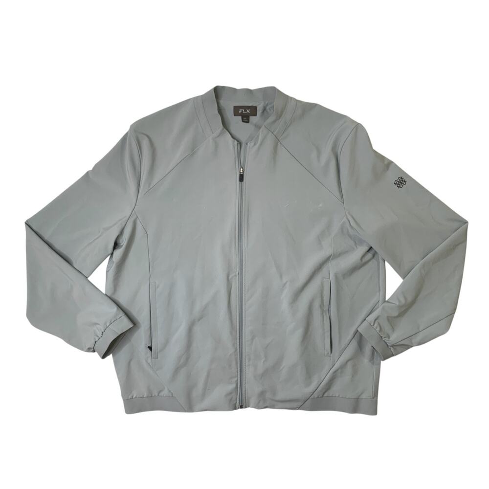 FLX Jacket Mens XXL Grey Lightweight Active Bomber Stretch Packable Full Zip